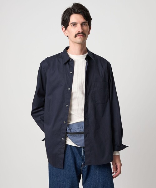 Steven Alan＞ 80 コンパクトヤーン ツイル レギュラーカラー シャツ