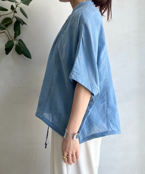 DouDou シアーデニムポンチョ風ブラウス シアーデニムポンチョ風ブラウス | DOUDOU(ドゥドゥ)レディース