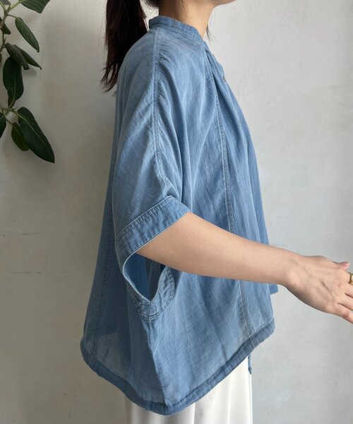 DouDou シアーデニムポンチョ風ブラウス セール】シアーデニムポンチョ風ブラウス（シャツ/ブラウス）｜DouDou