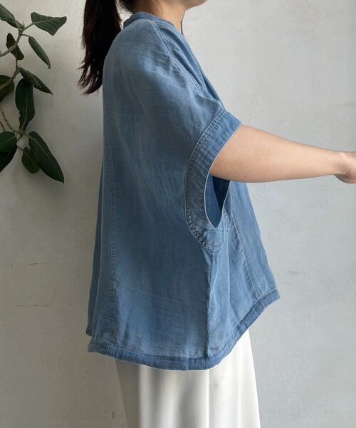 セール】シアーデニムポンチョ風ブラウス（シャツ/ブラウス