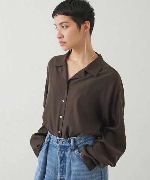 THE PAUSE（ザ ポーズ）の「【THE PAUSE】フィブリルリラックスシャツ（シャツ/ブラウス・レディース・オフホワイト/ダークブラウン・FREE）」の10枚目の写真