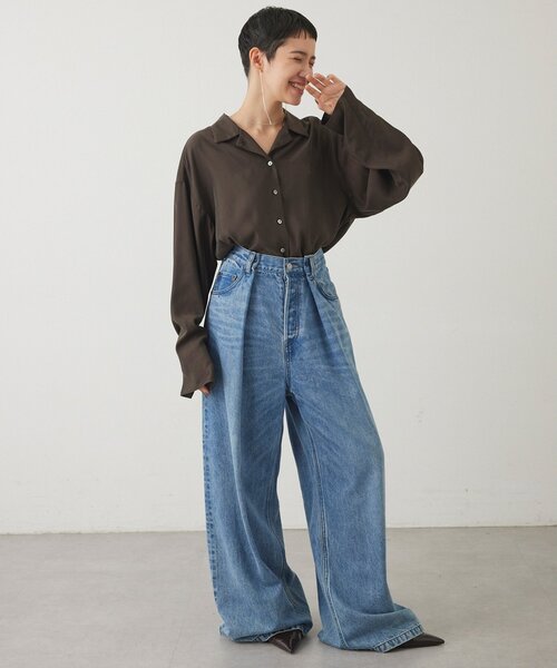 THE PAUSE（ザ ポーズ）の「【THE PAUSE】フィブリルリラックスシャツ（シャツ/ブラウス・レディース・オフホワイト/ダークブラウン・FREE）」の6枚目の写真