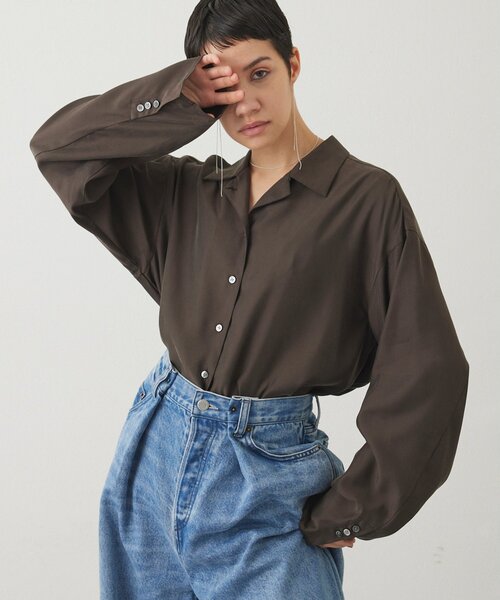 THE PAUSE（ザ ポーズ）の「【THE PAUSE】フィブリルリラックスシャツ（シャツ/ブラウス・レディース・オフホワイト/ダークブラウン・FREE）」の8枚目の写真