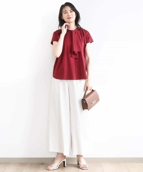 tシャツ ラッフルタイデザインカットソー/接触冷感/洗える/WEB限定サイズあり レディース ラッフルタイデザインカットソー/接触冷感/洗える/WEB限定サイズ