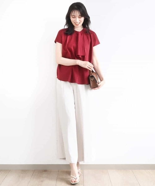 OFUON le MK（オフオンルエムケー）の「ラッフルタイデザインカットソー/接触冷感/洗える/WEB限定サイズあり（Tシャツ/カットソー・レディース・ピンク系その他/ブラック/ホワイト・38/36）」の21枚目の写真