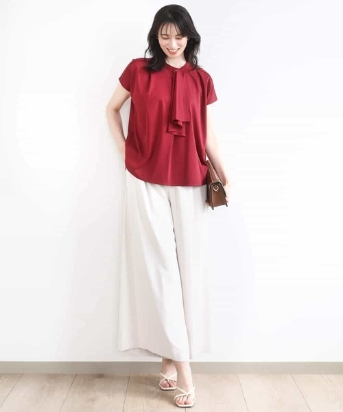 OFUON le MK（オフオンルエムケー）の「ラッフルタイデザインカットソー/接触冷感/洗える/WEB限定サイズあり（Tシャツ/カットソー・レディース・ピンク系その他/ブラック/ホワイト・38/36）」の20枚目の写真