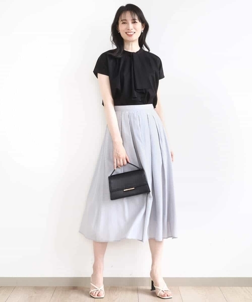 OFUON le MK（オフオンルエムケー）の「ラッフルタイデザインカットソー/接触冷感/洗える/WEB限定サイズあり（Tシャツ/カットソー・レディース・ピンク系その他/ブラック/ホワイト・38/36）」の18枚目の写真