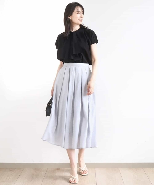 OFUON le MK（オフオンルエムケー）の「ラッフルタイデザインカットソー/接触冷感/洗える/WEB限定サイズあり（Tシャツ/カットソー・レディース・ピンク系その他/ブラック/ホワイト・38/36）」の16枚目の写真