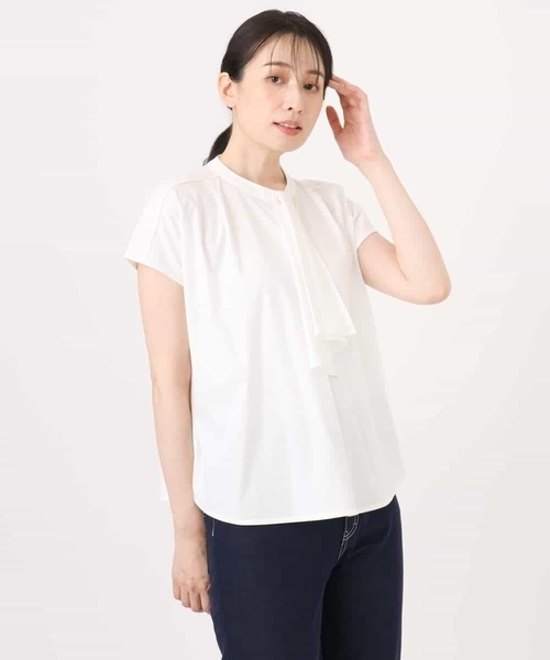 OFUON le MK（オフオンルエムケー）の「ラッフルタイデザインカットソー/接触冷感/洗える/WEB限定サイズあり（Tシャツ/カットソー・レディース・ピンク系その他/ブラック/ホワイト・38/36）」の5枚目の写真