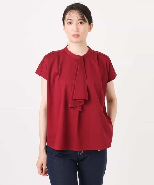 OFUON le MK（オフオンルエムケー）の「ラッフルタイデザインカットソー/接触冷感/洗える/WEB限定サイズあり（Tシャツ/カットソー・レディース・ピンク系その他/ブラック/ホワイト・38/36）」の4枚目の写真