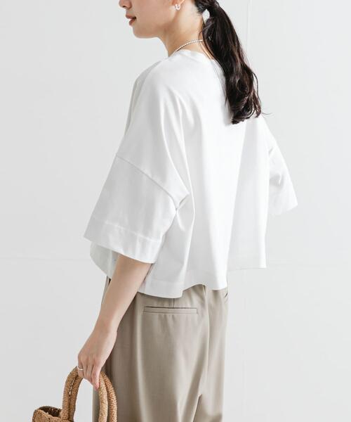 URBAN RESEARCH(アーバンリサーチ)の「ハーフスリーブワイドカットソー(Tシャツ/カットソー・レディース・ホワイト/オレンジ系その他/ブラック・FREE)」の5枚目の写真