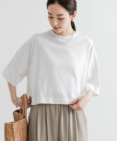URBAN RESEARCH(アーバンリサーチ)の「ハーフスリーブワイドカットソー(Tシャツ/カットソー・レディース・ホワイト/オレンジ系その他/ブラック・FREE)」の7枚目の写真