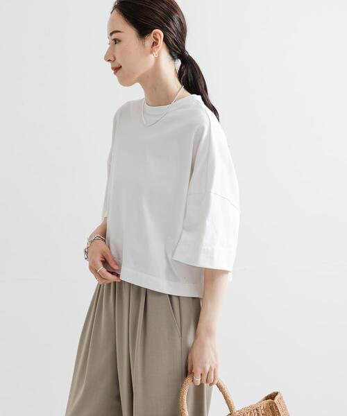 URBAN RESEARCH(アーバンリサーチ)の「ハーフスリーブワイドカットソー(Tシャツ/カットソー・レディース・ホワイト/オレンジ系その他/ブラック・FREE)」の8枚目の写真