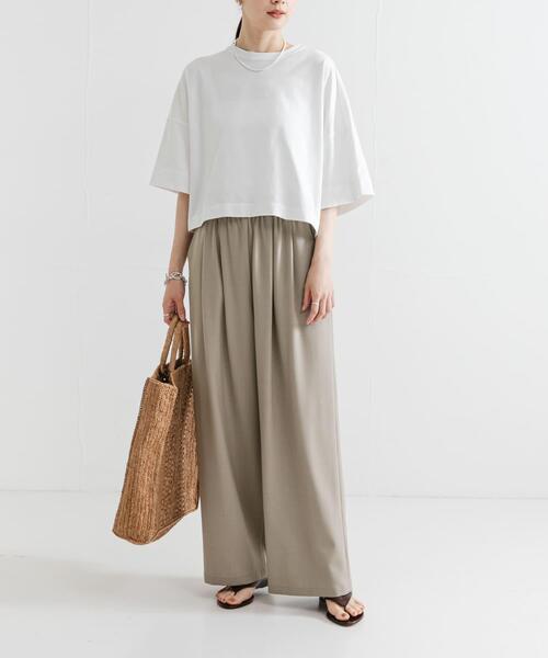 URBAN RESEARCH(アーバンリサーチ)の「ハーフスリーブワイドカットソー(Tシャツ/カットソー・レディース・ホワイト/オレンジ系その他/ブラック・FREE)」の9枚目の写真