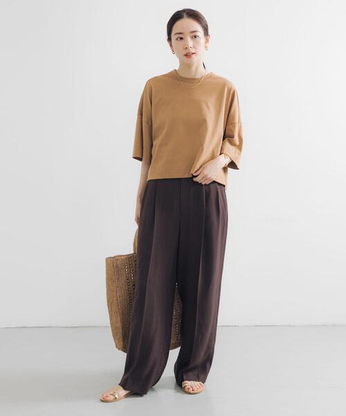 URBAN RESEARCH(アーバンリサーチ)の「ハーフスリーブワイドカットソー(Tシャツ/カットソー・レディース・ホワイト/オレンジ系その他/ブラック・FREE)」の19枚目の写真