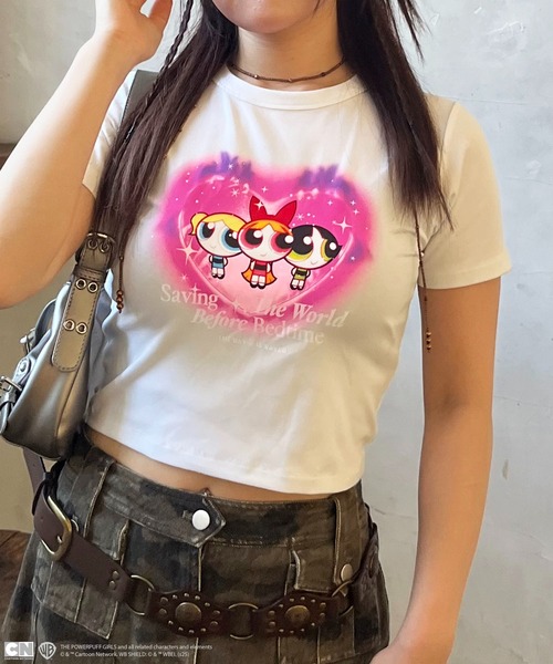 THE POWERPUFF GIRLS/パワーパフ ガールズ】ショート丈Tシャツ（T