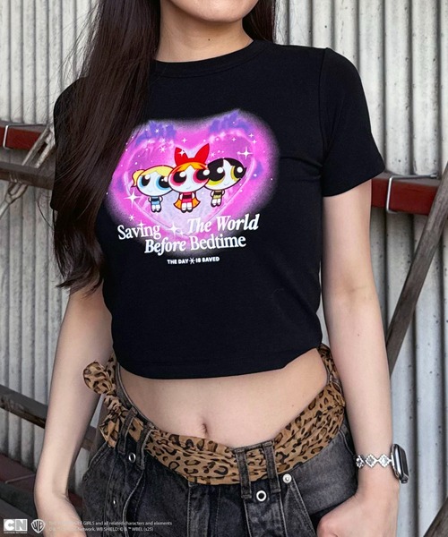 THE POWERPUFF GIRLS/パワーパフ ガールズ】ショート丈Tシャツ（T