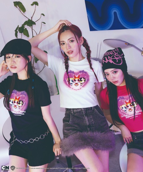 4GEEKS BY SPIRALGIRL（フォーギークスバイスパイラルガール）の「【THE POWERPUFF GIRLS/パワーパフ ガールズ】ショート丈Tシャツ（Tシャツ/カットソー・レディース・ピンク/ホワイト/ブラック・FREE）」の19枚目の写真
