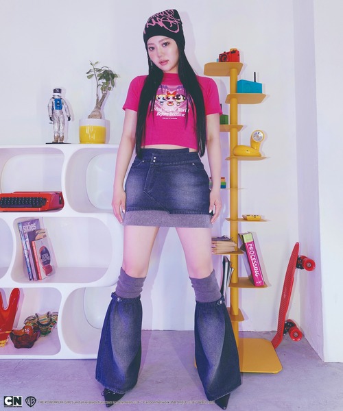 4GEEKS BY SPIRALGIRL（フォーギークスバイスパイラルガール）の「【THE POWERPUFF GIRLS/パワーパフ ガールズ】ショート丈Tシャツ（Tシャツ/カットソー・レディース・ピンク/ホワイト/ブラック・FREE）」の17枚目の写真