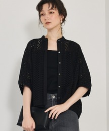 qualite | レースハーフスリーブシャツ/夏服/オフィスカジュアル(シャツ/ブラウス)