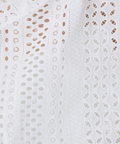 qualite（カリテ）の「レースハーフスリーブシャツ/夏服/オフィスカジュアル（シャツ/ブラウス・レディース・ブラック/オフホワイト・フリー）」の11枚目の写真