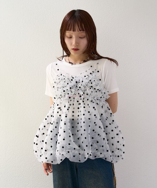 ブラウス シャツ 「25AW」「4色展開/ドット・無地」シアーバルーンキャミ レディース 25AW】【4色展開/ドット・無地】シアーバルーンキャミ（シャツ