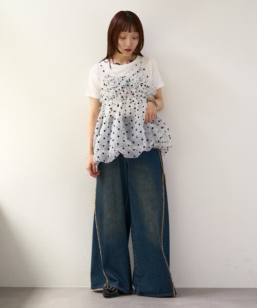 ブラウス シャツ 「25AW」「4色展開/ドット・無地」シアーバルーンキャミ レディース 25AW】【4色展開/ドット・無地】シアーバルーンキャミ（シャツ