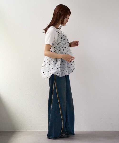 25AW】【4色展開/ドット・無地】シアーバルーンキャミ（シャツ