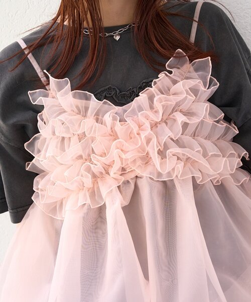 w closet（ダブルクローゼット）の「シアーバルーンキャミ（キャミソール・レディース・ブラック/オフホワイト/ブラック系その他/ピンク・FREE）」の17枚目の写真