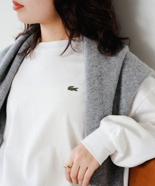 LACOSTE(ラコステ)の「【ビームスの百名品】【別注】LACOSTE / ロングスリーブ クルーネック Tシャツ(Tシャツ/カットソー・レディース・グレー/ブラック/ホワイト・ONE SIZE)」の4枚目の写真
