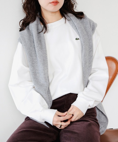 LACOSTE(ラコステ)の「【ビームスの百名品】【別注】LACOSTE / ロングスリーブ クルーネック Tシャツ(Tシャツ/カットソー・レディース・グレー/ブラック/ホワイト・ONE SIZE)」の16枚目の写真
