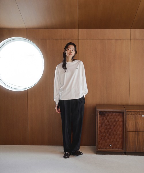 LACOSTE(ラコステ)の「【ビームスの百名品】【別注】LACOSTE / ロングスリーブ クルーネック Tシャツ(Tシャツ/カットソー・レディース・グレー/ブラック/ホワイト・ONE SIZE)」の5枚目の写真