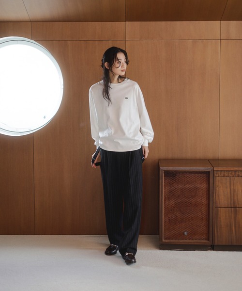 LACOSTE(ラコステ)の「【ビームスの百名品】【別注】LACOSTE / ロングスリーブ クルーネック Tシャツ(Tシャツ/カットソー・レディース・グレー/ブラック/ホワイト・ONE SIZE)」の6枚目の写真
