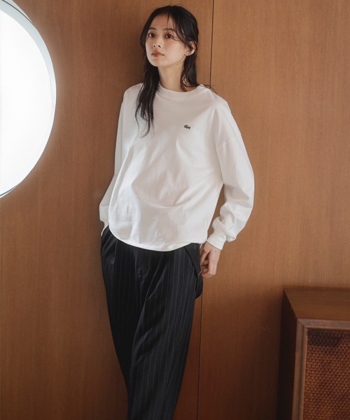 LACOSTE(ラコステ)の「【ビームスの百名品】【別注】LACOSTE / ロングスリーブ クルーネック Tシャツ(Tシャツ/カットソー・レディース・グレー/ブラック/ホワイト・ONE SIZE)」の7枚目の写真