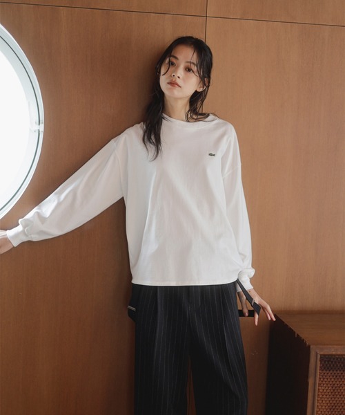 LACOSTE(ラコステ)の「【ビームスの百名品】【別注】LACOSTE / ロングスリーブ クルーネック Tシャツ(Tシャツ/カットソー・レディース・グレー/ブラック/ホワイト・ONE SIZE)」の8枚目の写真