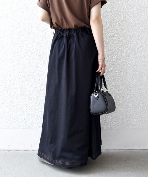 SHIPS any:〈洗濯機可能〉チノ ステッチ フレア ロング スカート
