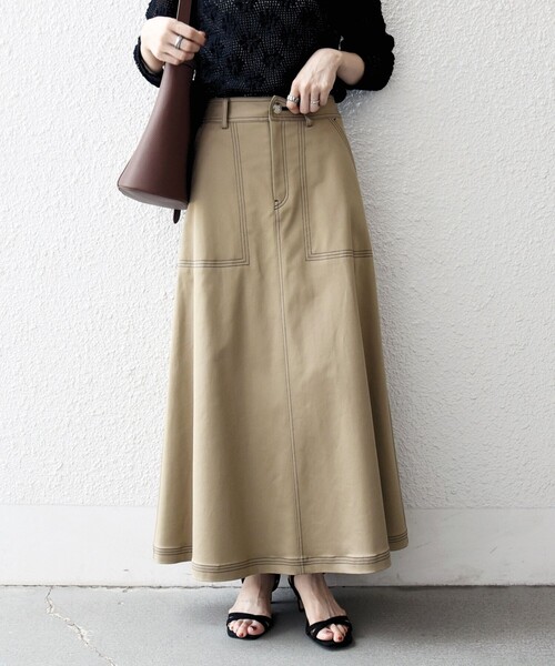 SHIPSロングコート　ビアズリースカート SHIPS｜SHIPS any: エア ニードル ストレート ロング スカート