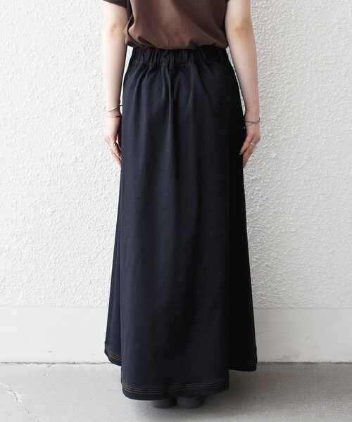 SHIPS any:〈洗濯機可能〉チノ ステッチ フレア ロング スカート