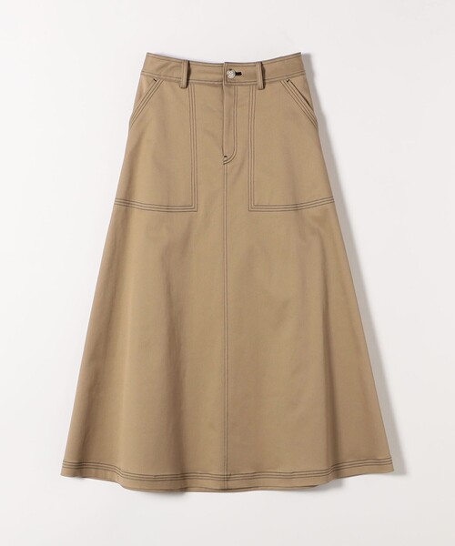 SHIPS any:〈洗濯機可能〉チノ ステッチ フレア ロング スカート