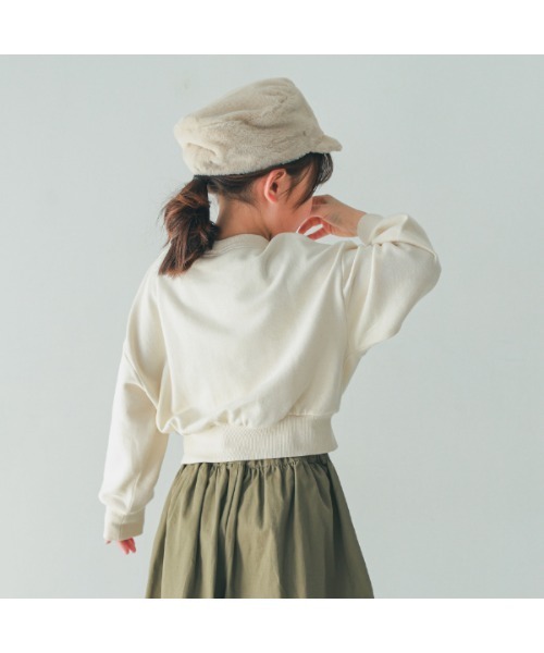 NHT（エヌエイチティー）の「エヌエイチティー cat　ドルマンショートトレーナー（スウェット・キッズ・チャコールグレー/アイボリー/ラベンダー・120cm/110cm/160cm/150cm/140cm/130cm）」の9枚目の写真