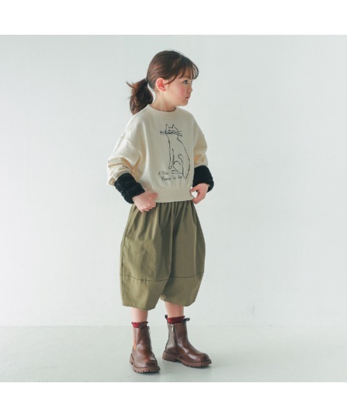 NHT（エヌエイチティー）の「エヌエイチティー cat　ドルマンショートトレーナー（スウェット・キッズ・チャコールグレー/アイボリー/ラベンダー・120cm/110cm/160cm/150cm/140cm/130cm）」の8枚目の写真