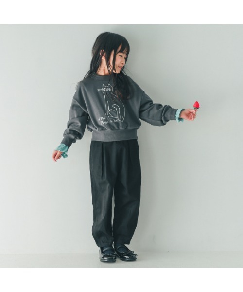 NHT（エヌエイチティー）の「エヌエイチティー cat　ドルマンショートトレーナー（スウェット・キッズ・チャコールグレー/アイボリー/ラベンダー・120cm/110cm/160cm/150cm/140cm/130cm）」の5枚目の写真