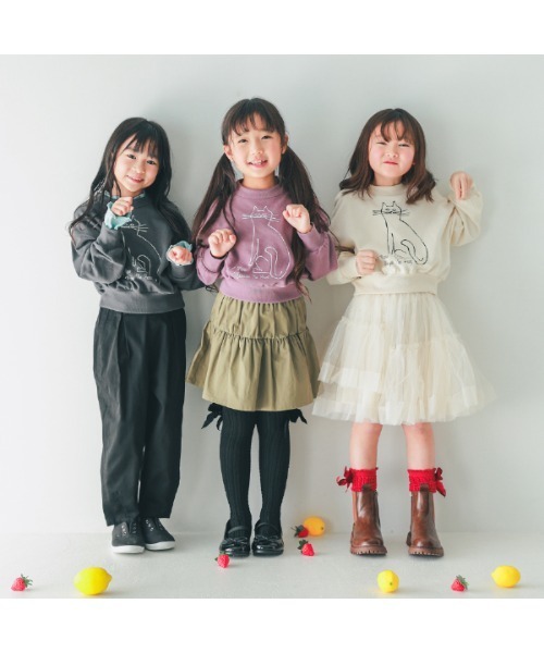 NHT（エヌエイチティー）の「エヌエイチティー cat　ドルマンショートトレーナー（スウェット・キッズ・チャコールグレー/アイボリー/ラベンダー・120cm/110cm/160cm/150cm/140cm/130cm）」の14枚目の写真