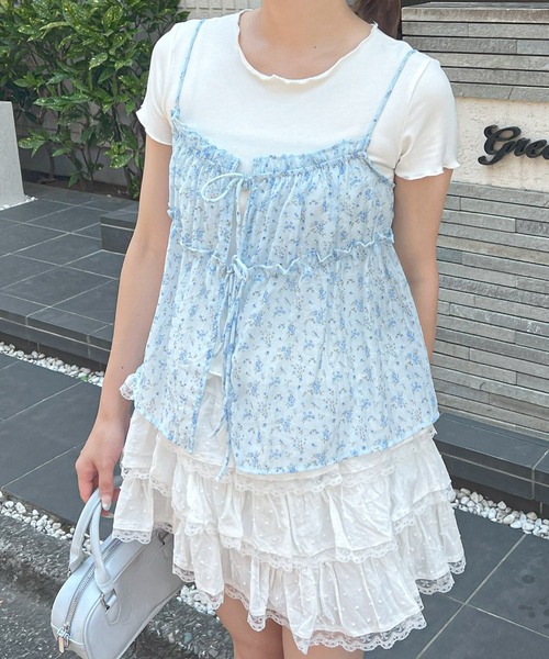 frunco(フランコ)の「小花柄キャミソール付きTシャツ(Tシャツ/カットソー・レディース・イエロー/ブルー/ホワイト・FREE)」の9枚目の写真