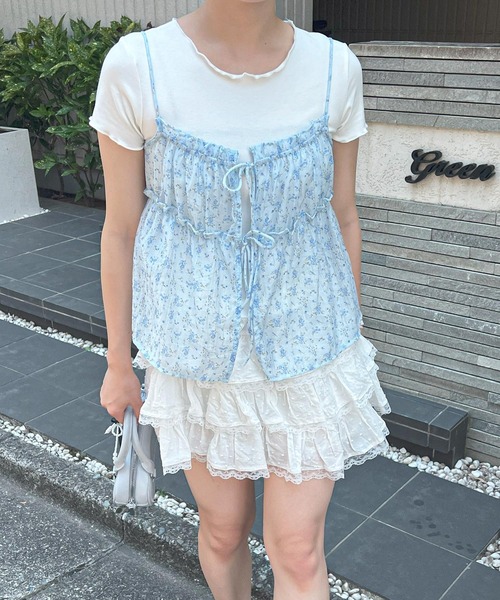 frunco(フランコ)の「小花柄キャミソール付きTシャツ(Tシャツ/カットソー・レディース・イエロー/ブルー/ホワイト・FREE)」の10枚目の写真