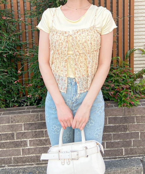 frunco(フランコ)の「小花柄キャミソール付きTシャツ(Tシャツ/カットソー・レディース・イエロー/ブルー/ホワイト・FREE)」の22枚目の写真