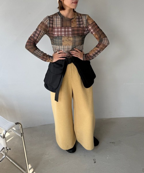SANSeLF(サンセルフ)の「【SANSeLF】 パッチワークメッシュロンT マルチチェック シースルー saw25a027(その他トップス・レディース・マルチ・FREE)」の5枚目の写真