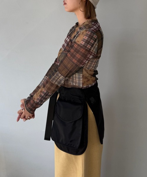 SANSeLF(サンセルフ)の「【SANSeLF】 パッチワークメッシュロンT マルチチェック シースルー saw25a027(その他トップス・レディース・マルチ・FREE)」の6枚目の写真