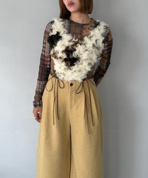 SANSeLF(サンセルフ)の「【SANSeLF】 パッチワークメッシュロンT マルチチェック シースルー saw25a027(その他トップス・レディース・マルチ・FREE)」の8枚目の写真