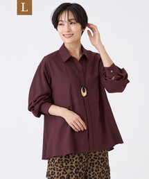 【L】【接触冷感】【マシンウォッシャブル】スパンローンペプラムシャツ